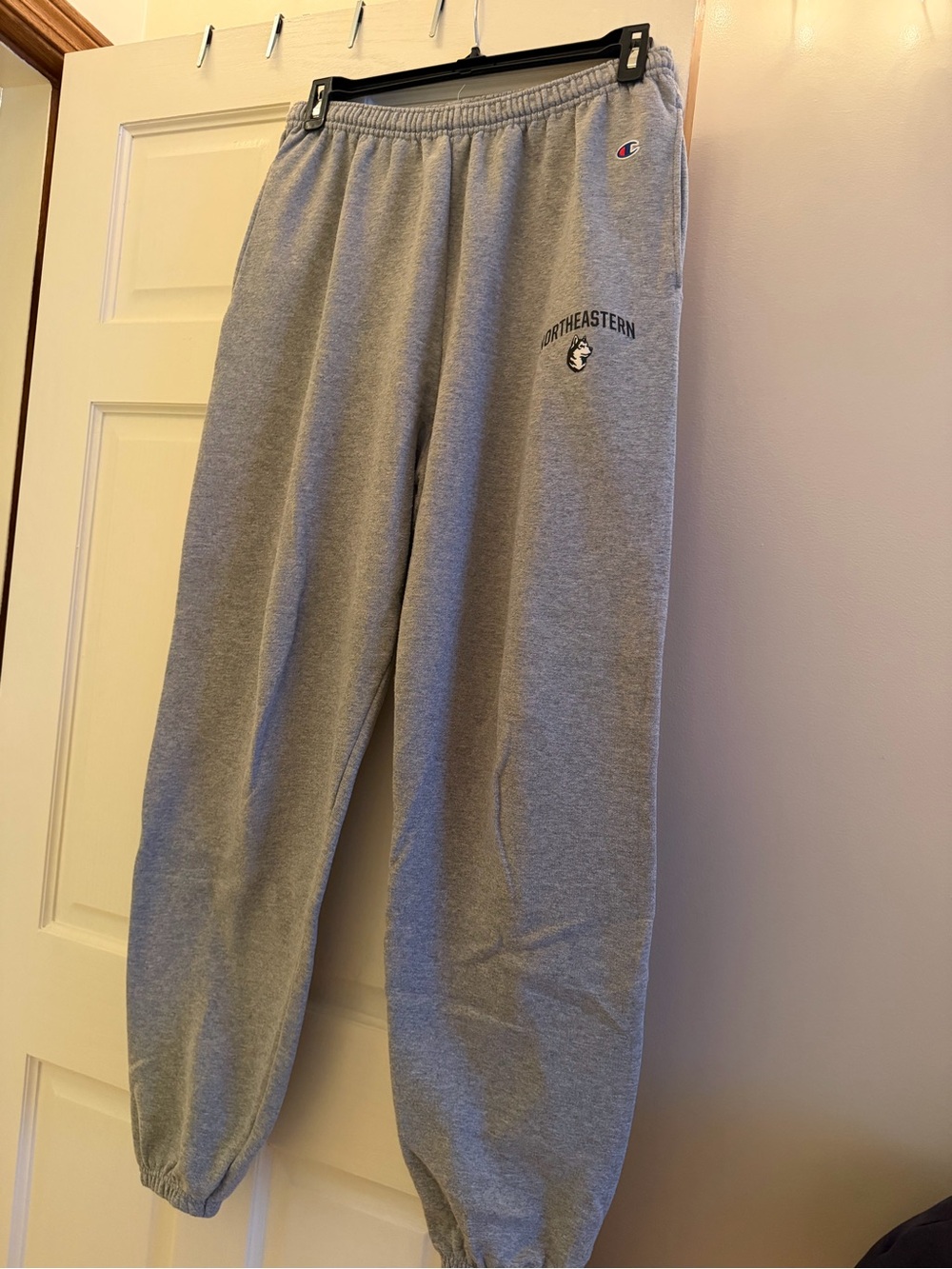 Champion Heather Gray Northeastern Sweatpants - Elastic Waist & Cuffs